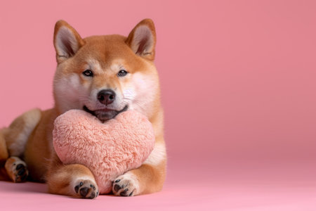 Shiba Inu with Pink Heartの素材