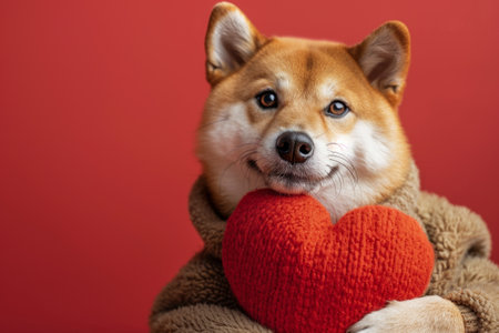Shiba Inu with Red Heartの素材