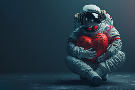 Space Explorer Embracing Love, Hugging Soft Heartの素材