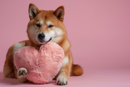 Shiba Inu with Pink Heartの素材