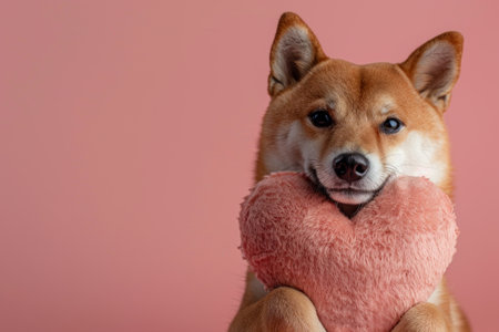 Shiba Inu with Pink Heartの素材
