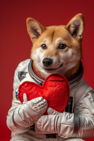 Shiba Inu with Red Heartの素材