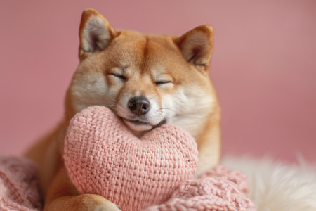 Shiba Inu with Pink Heartの素材