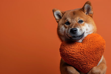 Shiba Inu Holding a soft Heartの素材