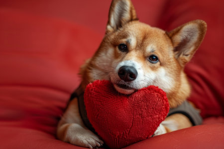Shiba Inu with Red Heartの素材