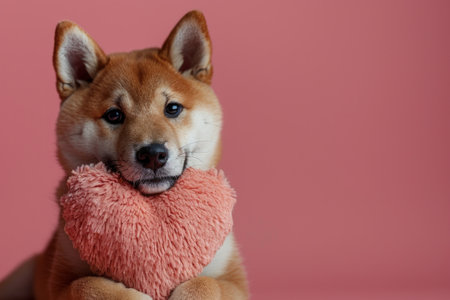 Shiba Inu with Pink Heartの素材