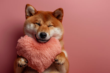 Shiba Inu with Pink Heartの素材