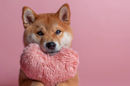 Shiba Inu with Pink Heartの素材