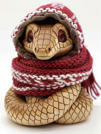 Adorable Turtle in Red Scarf Smiling in Snow, Winter Warmthの素材