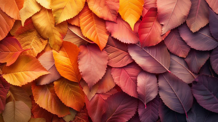 Vibrant Autumn Leaves Background Illustrating the Warm Colors of Fall Foliageの素材