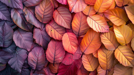 Vibrant Autumn Leaves in Rich Shades of Red, Orange, and Yellowの素材