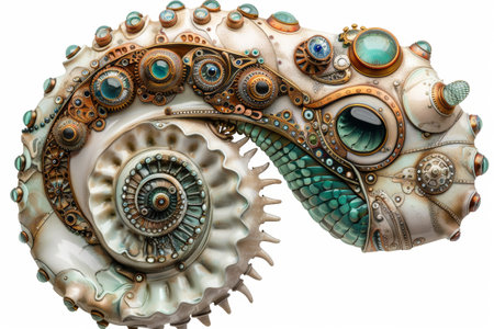 Steampunk Nautilus: Futuristic Mechanical Sea Creature Concept for Art and Design Projectsの素材