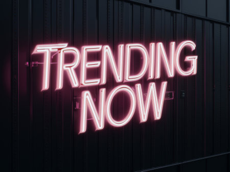 Trending Now Neon Sign - Modern Aesthetic Light Art for Social Media Marketing, Nightlife Decorの素材