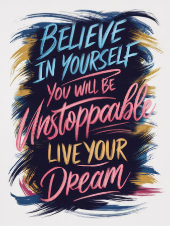 Inspirational Quote Art - Believe in Yourself, You Will Be Unstoppable, Live Your Dreamの素材
