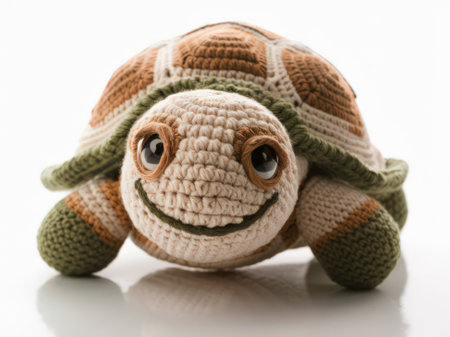 Adorable Handcrafted Crochet Turtle Plush with Realistic Design and Big Eyesの素材