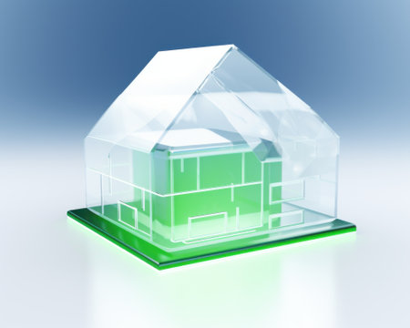 Futuristic Transparent House Model - Sustainable Architecture, Green Building Conceptの素材