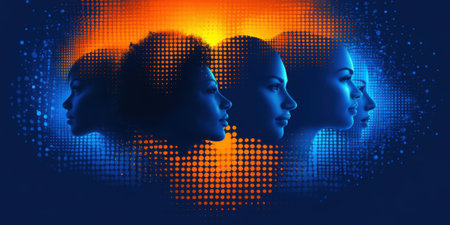 Abstract Gradient Profiles Highlighting Transition from Cool to Warm Tonesの素材