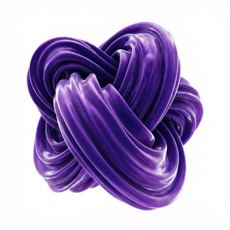 A stunning purple silk knot sculpture, beautifully crafted to highlight modern design aesthetics, blending elegance and creativity in a captivating formの素材