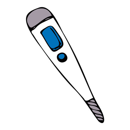electronic thermometer for measuring body temperature isolated on white backgroundのイラスト素材