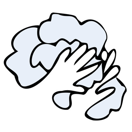 hands should be washed with soap isolated icon on white backgroundのイラスト素材