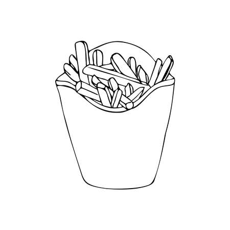 French fries fast food in a boxのイラスト素材