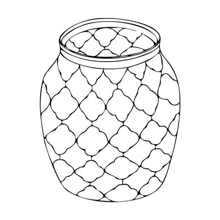 Jar with lid and pattern for decorationのイラスト素材