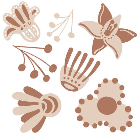 decorative flowers leaves and items to create postcards and patternsのイラスト素材