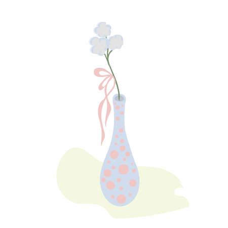 Beautiful decorative flowers in a vase. Simple doodle style for postcards, notebooks, stickers, design.のイラスト素材