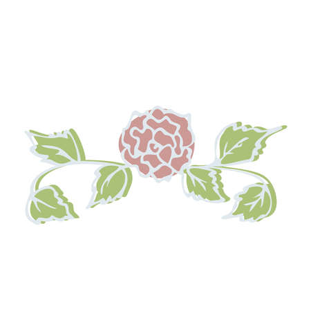 Botanical drawing. Meadow greens minimal , abstract leaf and blooming flowers sketch element,.のイラスト素材