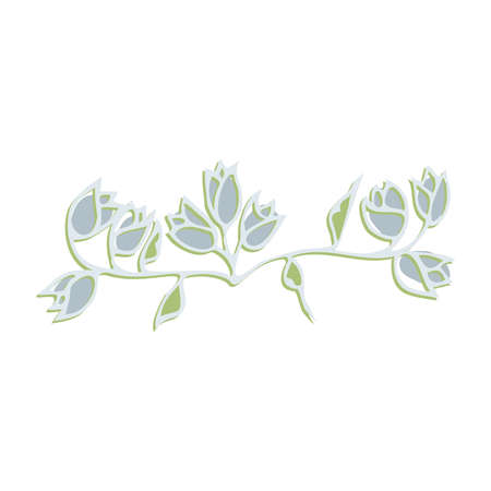 Botanical drawing. Meadow greens minimal , abstract leaf and blooming flowers sketch element,.のイラスト素材