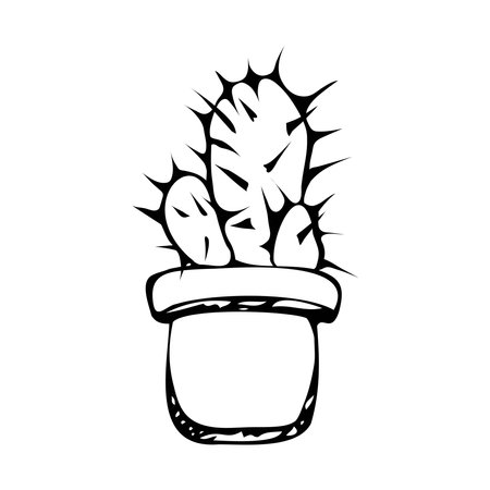 Indoor plant in a pot, potted cactus for interior decoration vector illustration isolated on whiteのイラスト素材