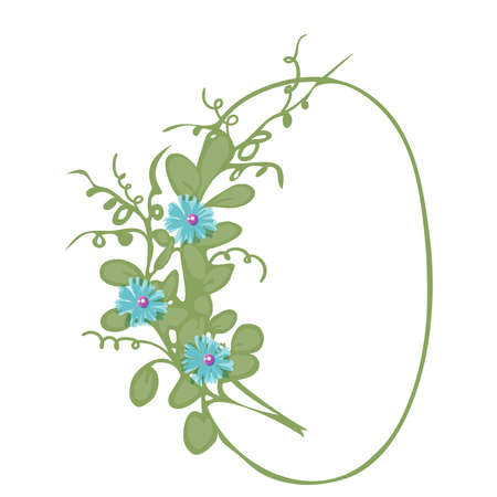 floral frame, background for cards and congratulations, flowers in bright colorsのイラスト素材