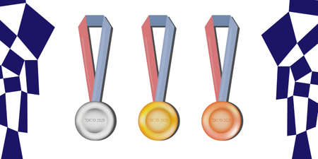 Vector gold, silver, bronze medals. The concept of achieving 1, 2, 3 places.のイラスト素材