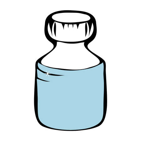 Ink bottle spot sketch, engraving. T-shirt with print. Imitation of scratch style. Black and white hand drawn image.のイラスト素材