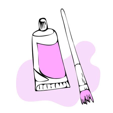 Art supplies and tools vector pack. Drawing tools set. Oil painting materials.のイラスト素材
