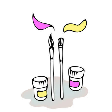 Art supplies and tools vector pack. Drawing tools set. Oil painting materials.のイラスト素材