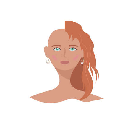 Facial care for women. Daily skin care. Young woman applying clay facial mask on her face. Spa treatment.のイラスト素材