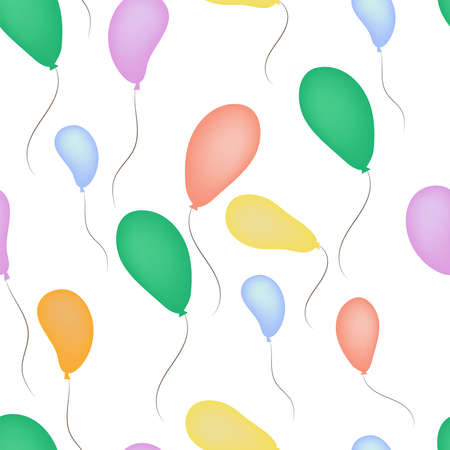Seamless pattern of hot air balloon in different colors on a white backgroundのイラスト素材