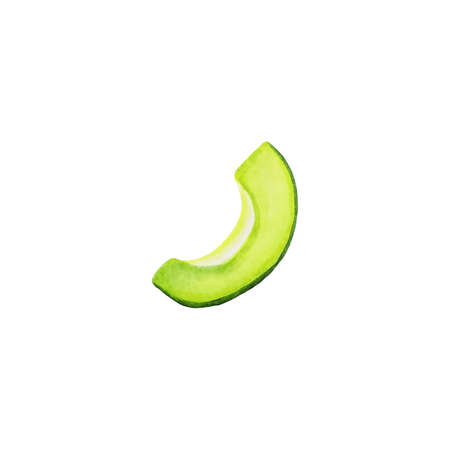 Watercolor green fresh avocado on a white background.の写真素材