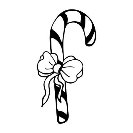 Hand drawn illustration of Christmas tree decorations in doodle style.のイラスト素材