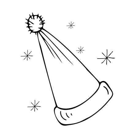Hand drawn Santa Claus hat, doodle illustration.のイラスト素材