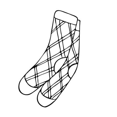 Christmas sock in doodle style, item of clothing.のイラスト素材