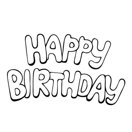 Hand lettering inscription Happy Birthday. Vector illustration.のイラスト素材
