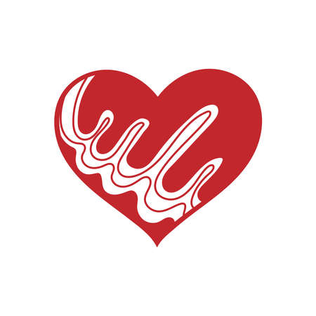 Hand drawn heart isolated. Design element for love concept. Doodle sketch heart shape.のイラスト素材