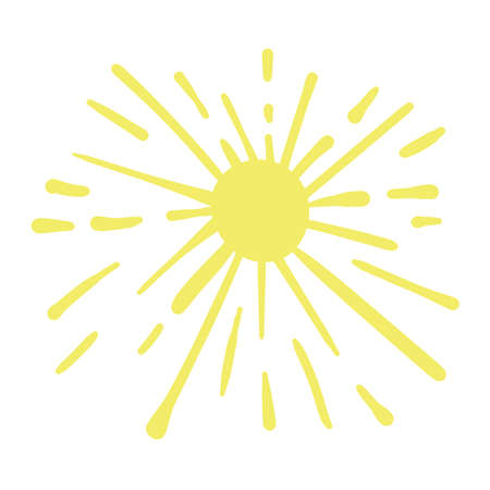Sun drawn in doodle style isolated on backgroundのイラスト素材