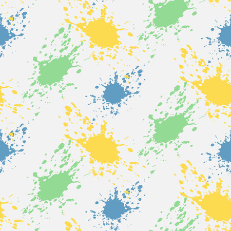 Seamless pattern of colorful ink blots and splashes.のイラスト素材