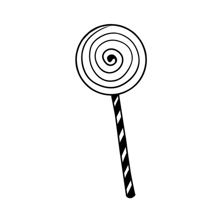sweet lollipop isolated on background in doodle styleのイラスト素材