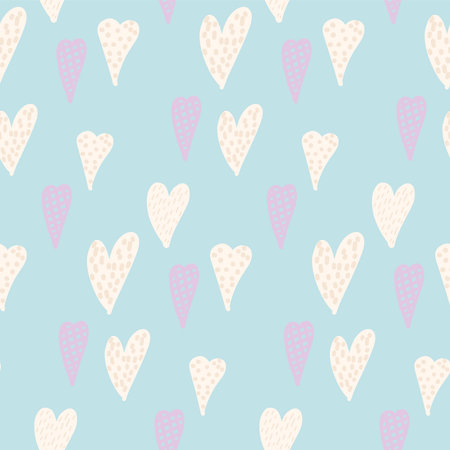 Seamless pattern with hearts of different sizes and colors for childrenのイラスト素材