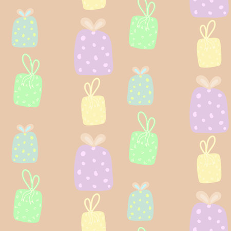 Seamless pattern with holiday gift boxes for kidsのイラスト素材