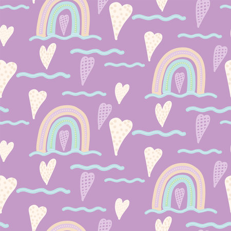 Seamless pattern with colorful rainbows for kidsのイラスト素材